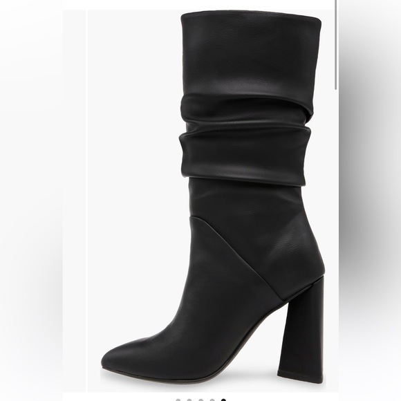 Dolce Vita Scrunch Shaft Boots Pointed Toe Leather Boot 4” Black Heels Size 7 - Picture 6 of 6